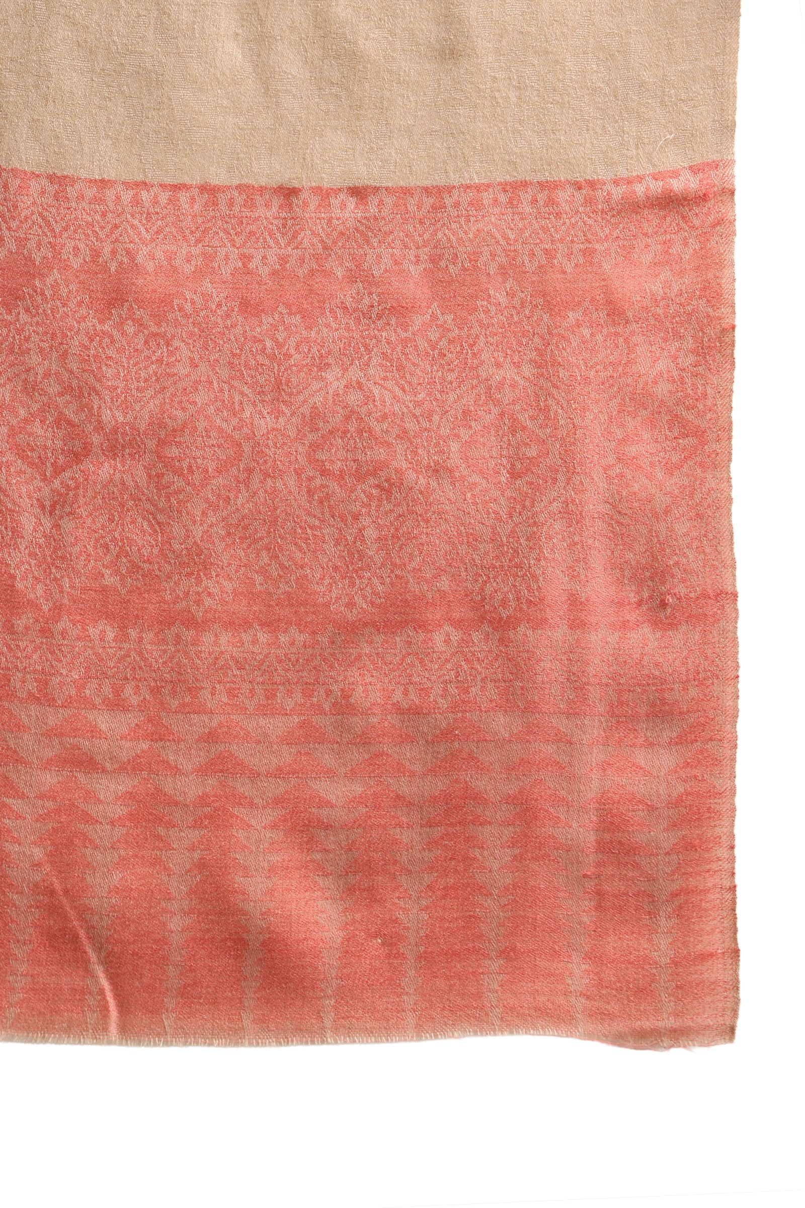 Classic Beige & Blush Pink Fine Wool Pashmina Shawl