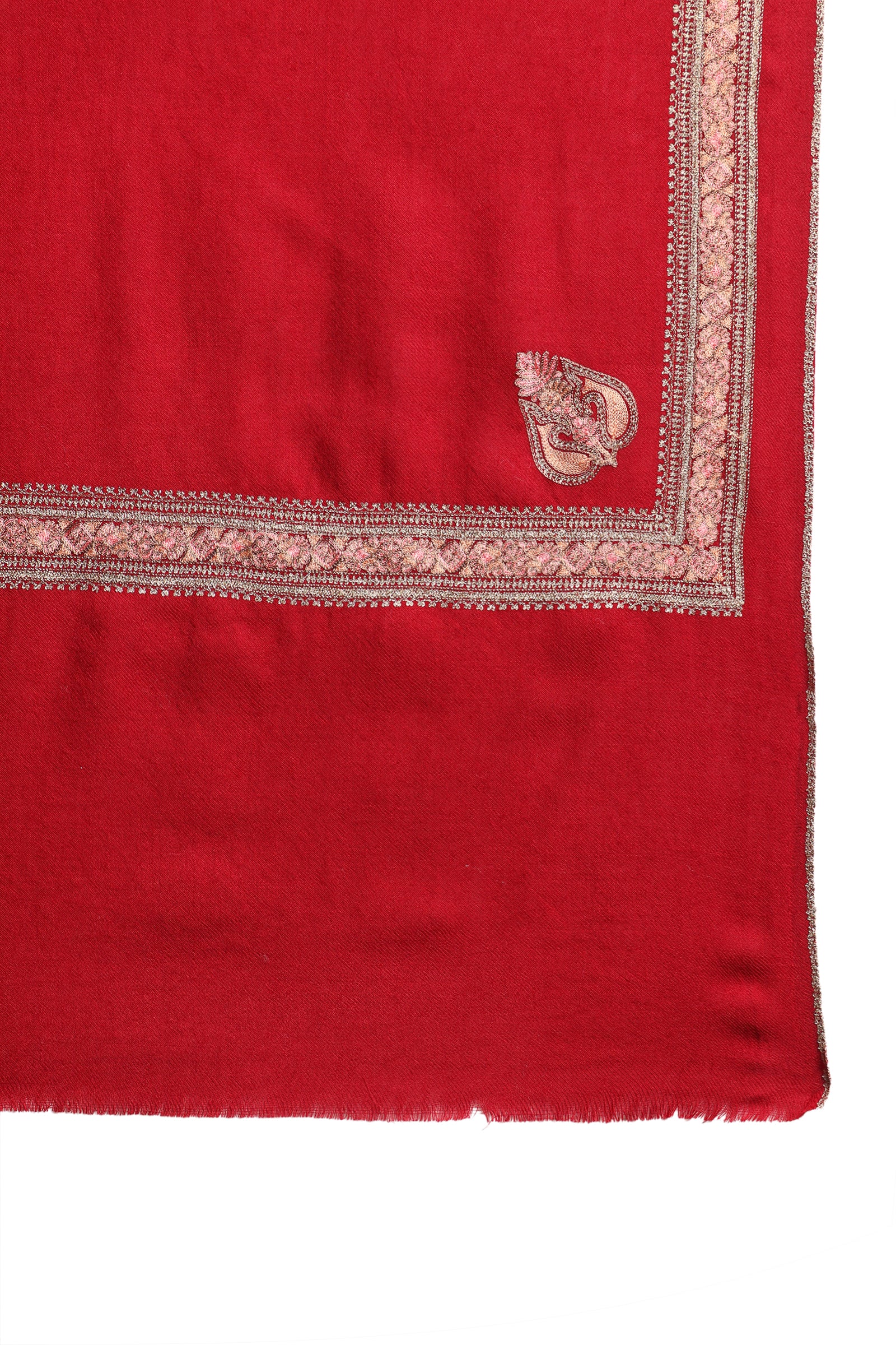 Mehrun Floral Border & Kunj Buta Pure Wool Kashmiri Stole