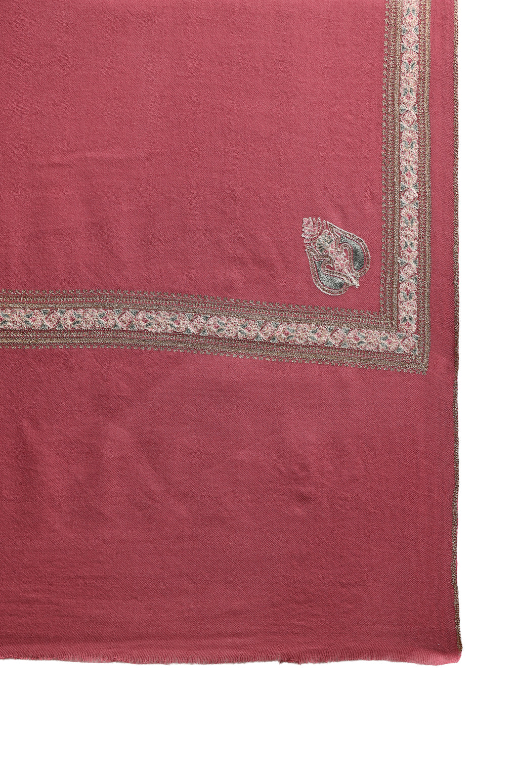 Rose Floral Border & Kunj Buta Pure Wool Kashmiri Stole
