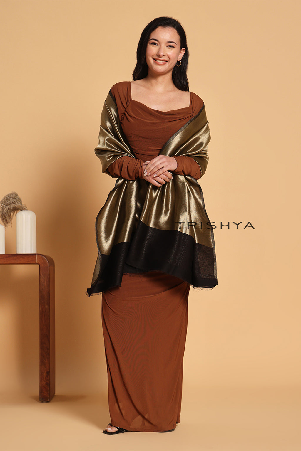 Noor-e-Zari Twilight Reversible Stole in Black