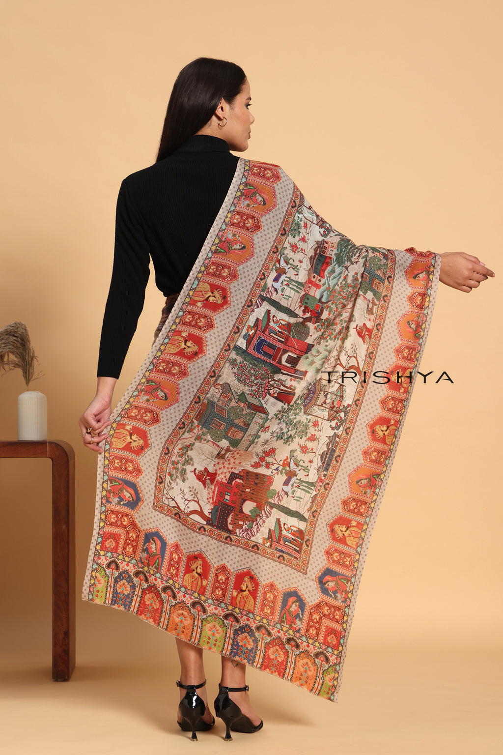 Multi-Color Print Kalamkari Stole
