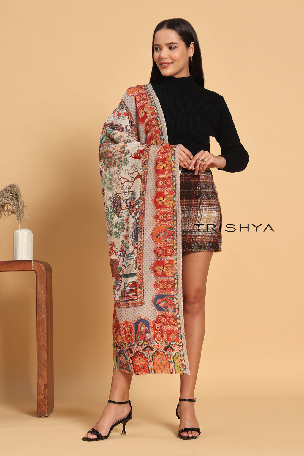 Multi-Color Print Kalamkari Stole