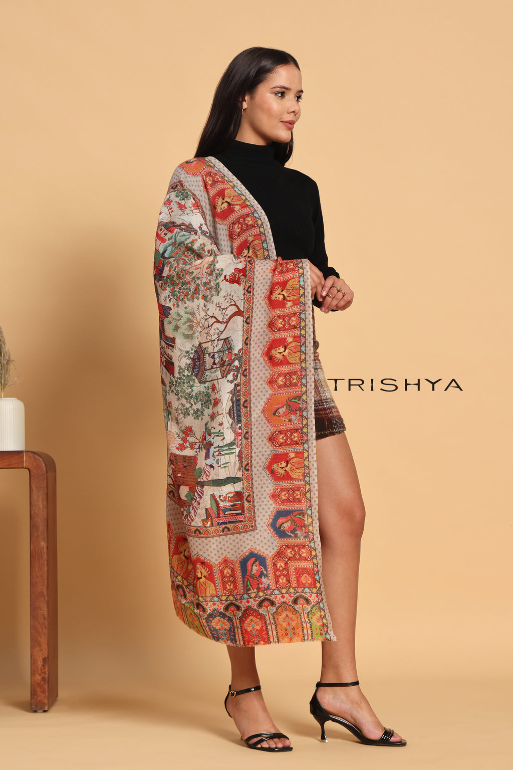 Multi-Color Print Kalamkari Stole