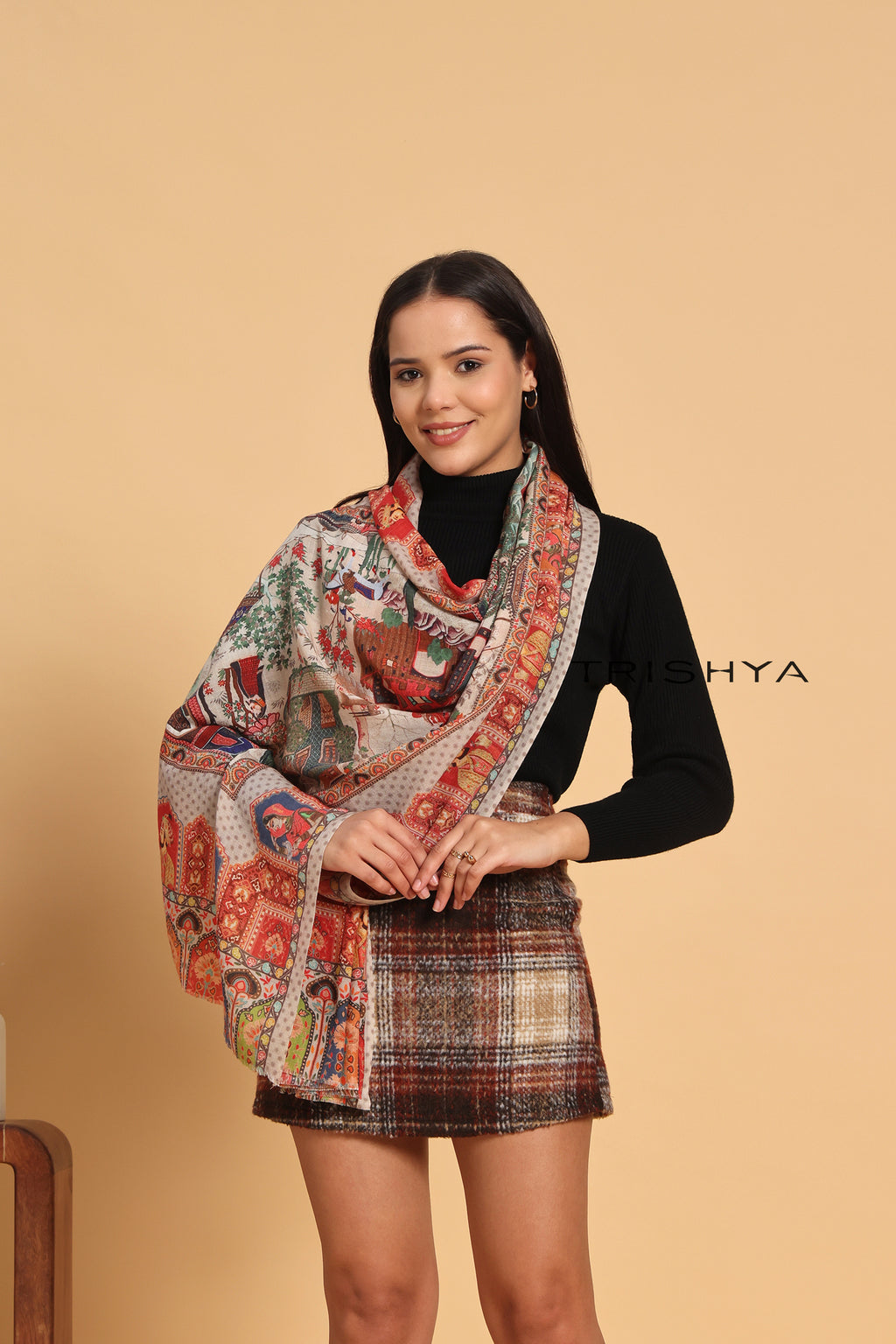 Multi-Color Print Kalamkari Stole