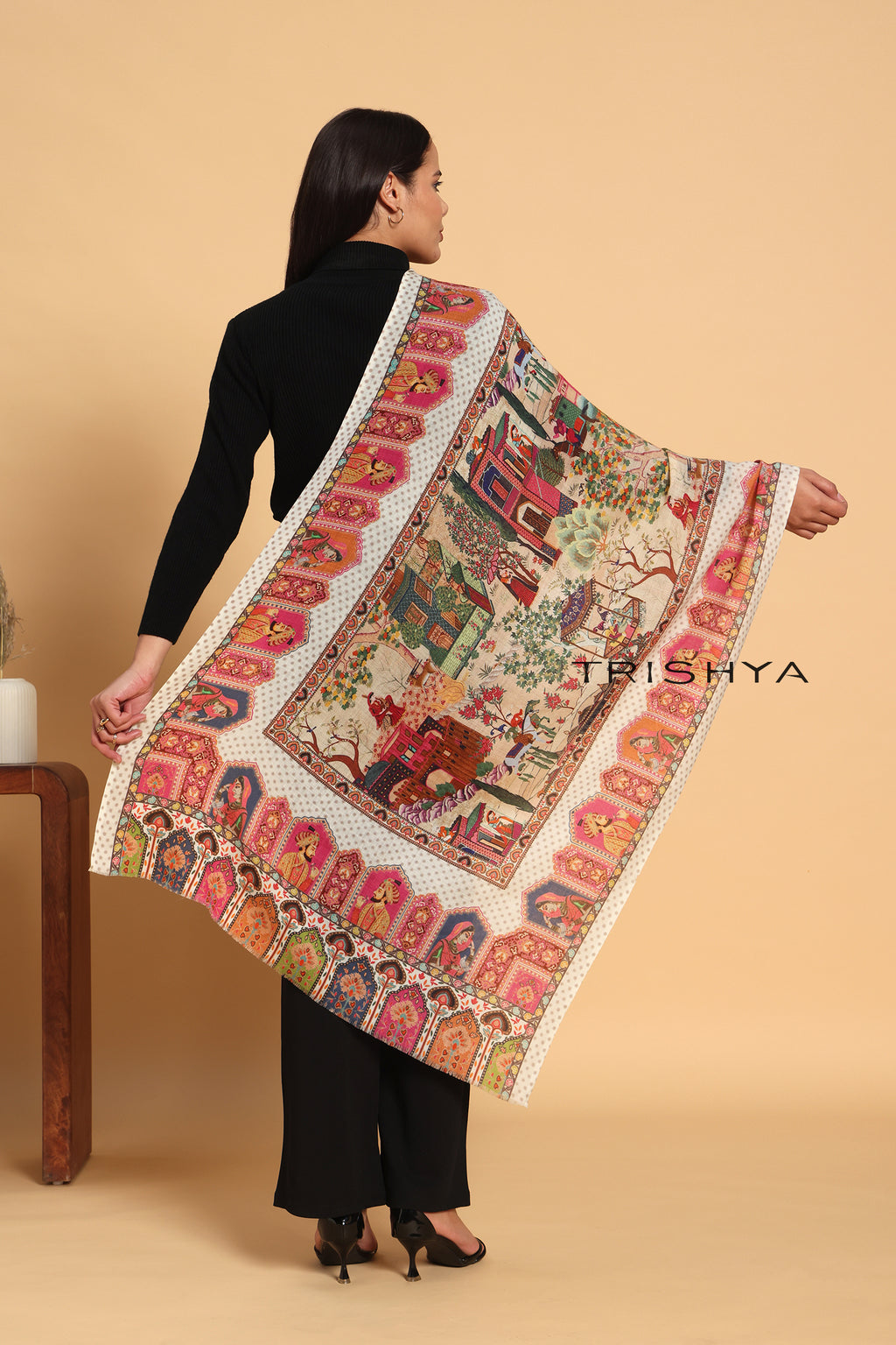 Multi-Color Print Kalamkari Stole