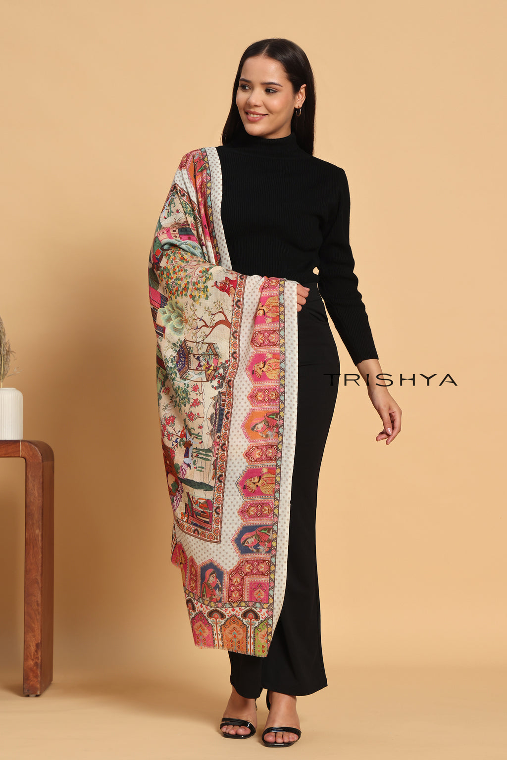 Multi-Color Print Kalamkari Stole