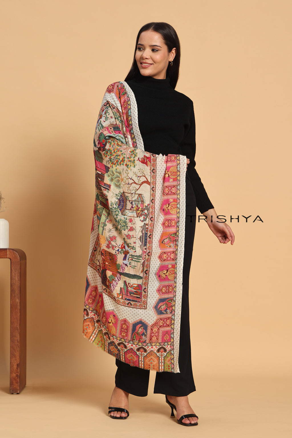 Multi-Color Print Kalamkari Stole