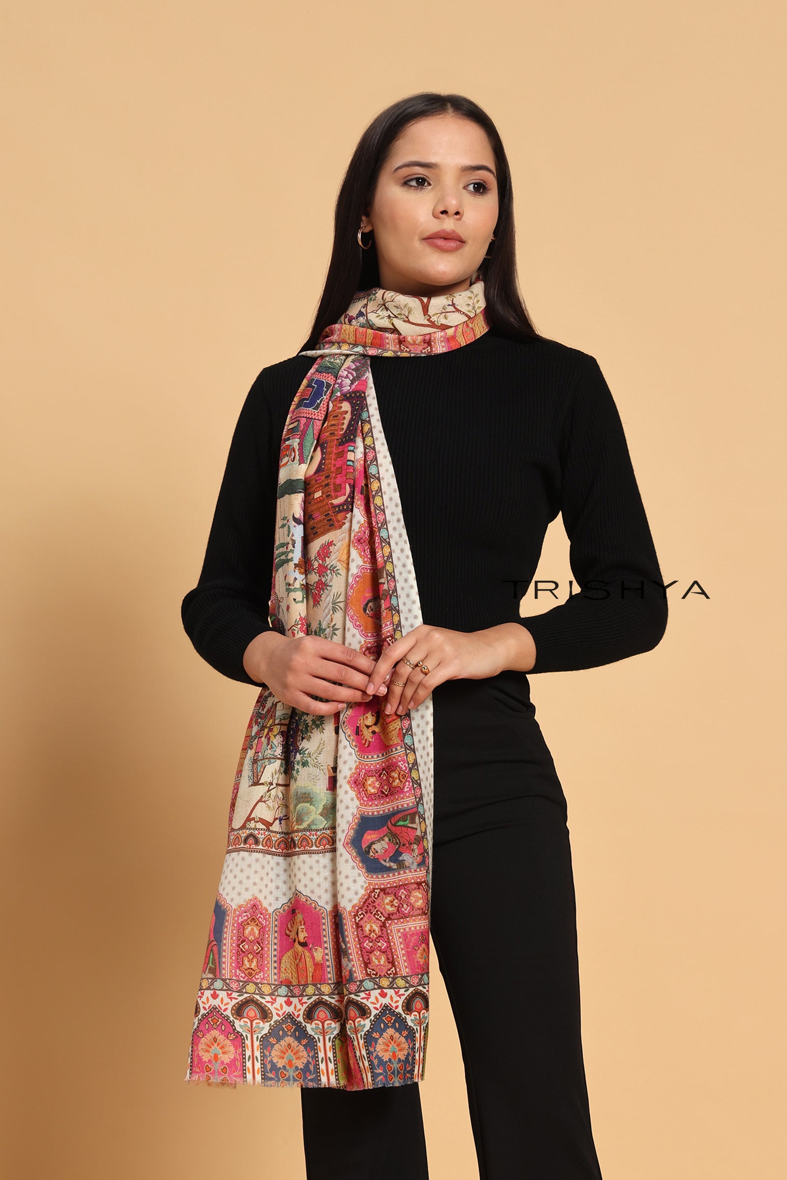 Multi-Color Print Kalamkari Stole