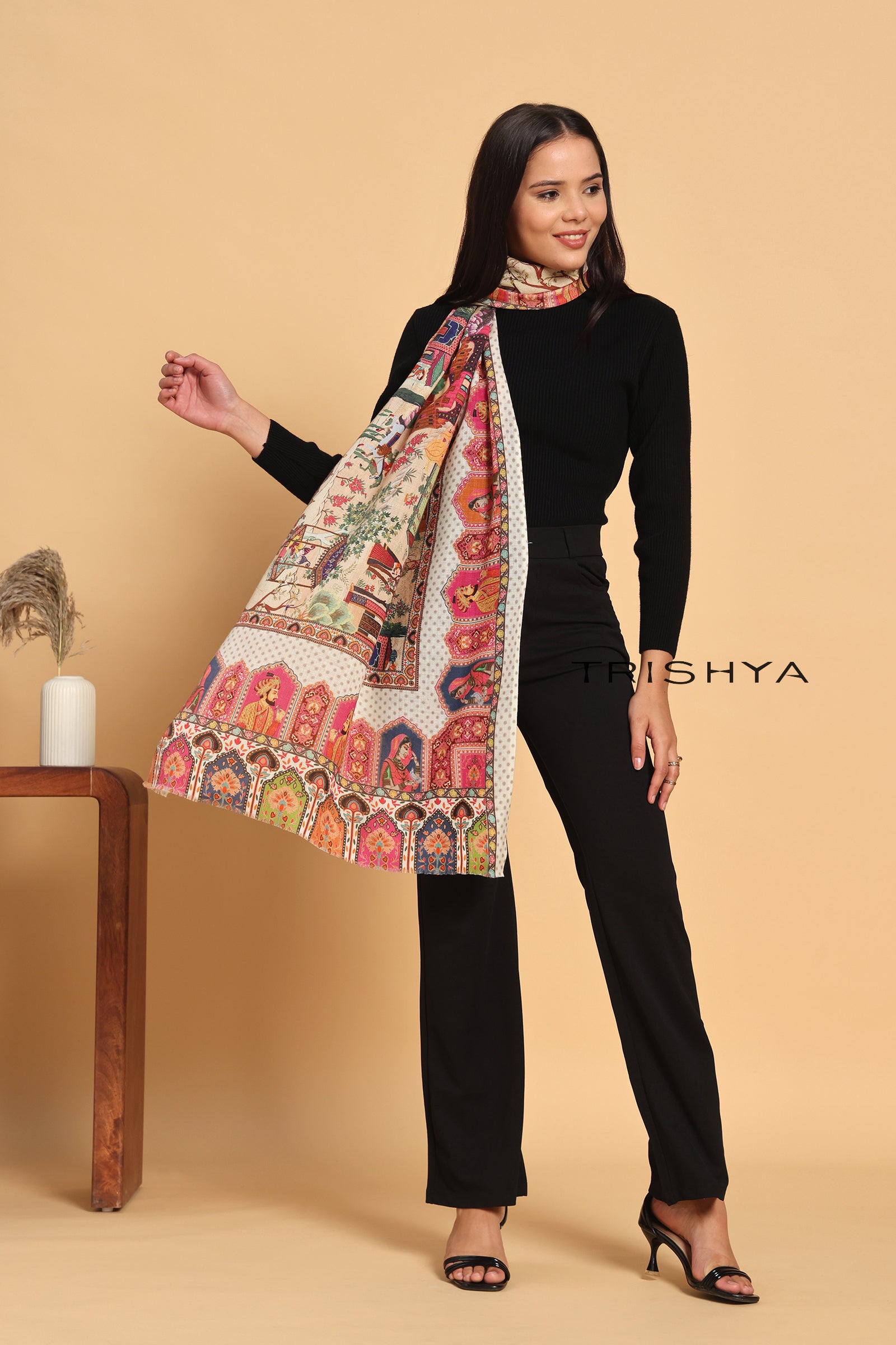 Multi-Color Print Kalamkari Stole