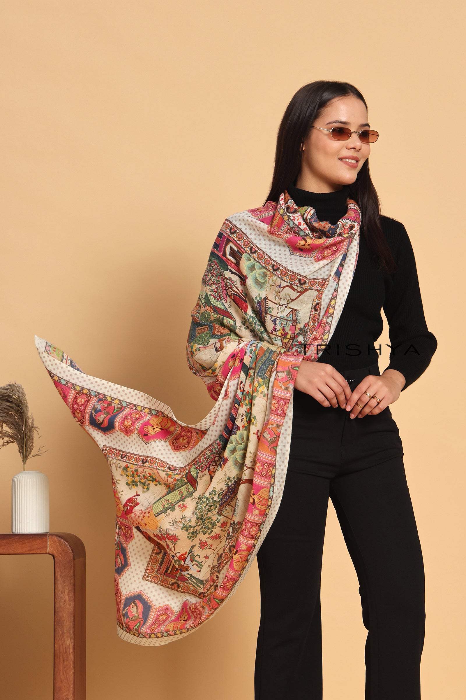 Multi-Color Print Kalamkari Stole