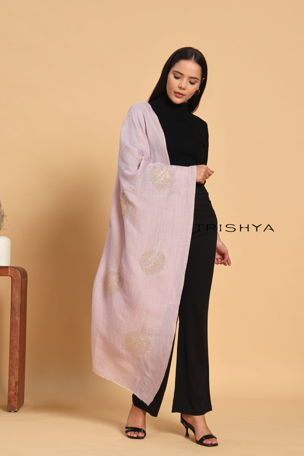 Moonlight Reversible Tree Work Stole in Mauve