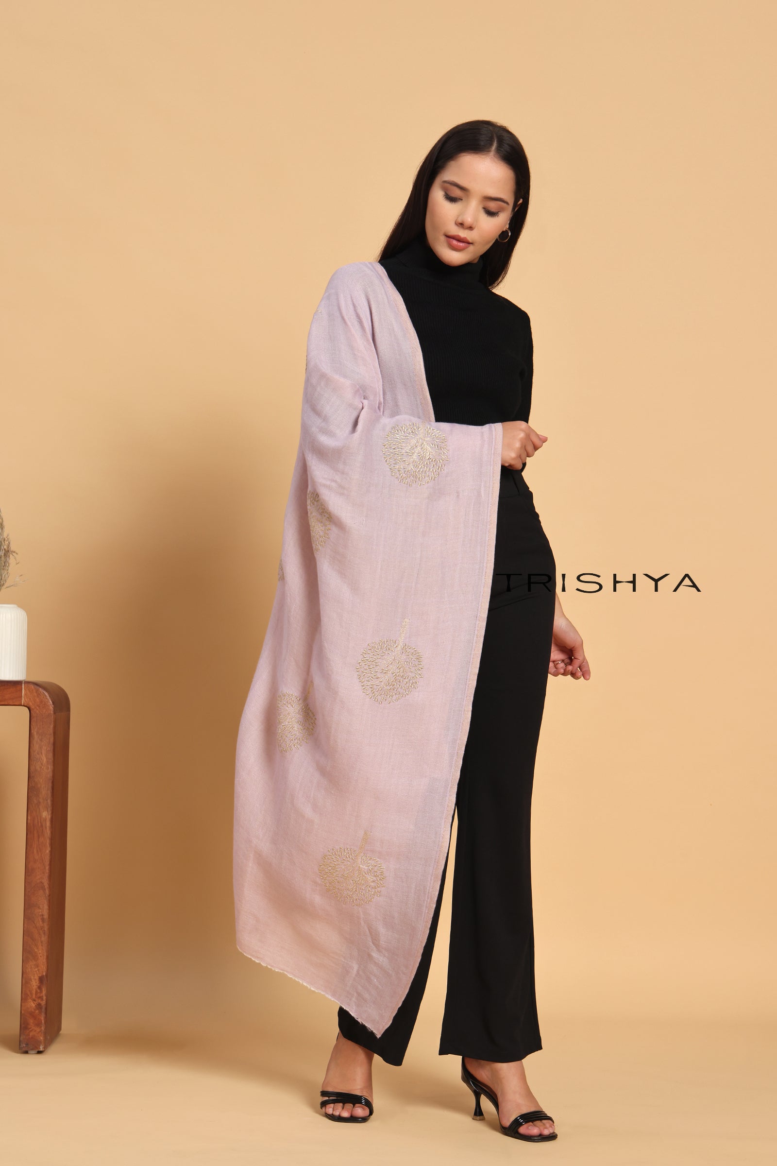 Moonlight Reversible Tree Work Stole in Mauve