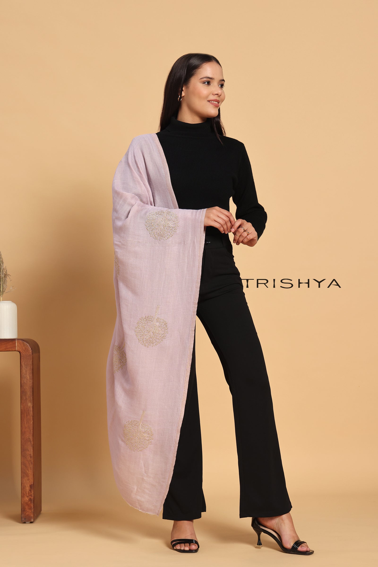 Moonlight Reversible Tree Work Stole in Mauve