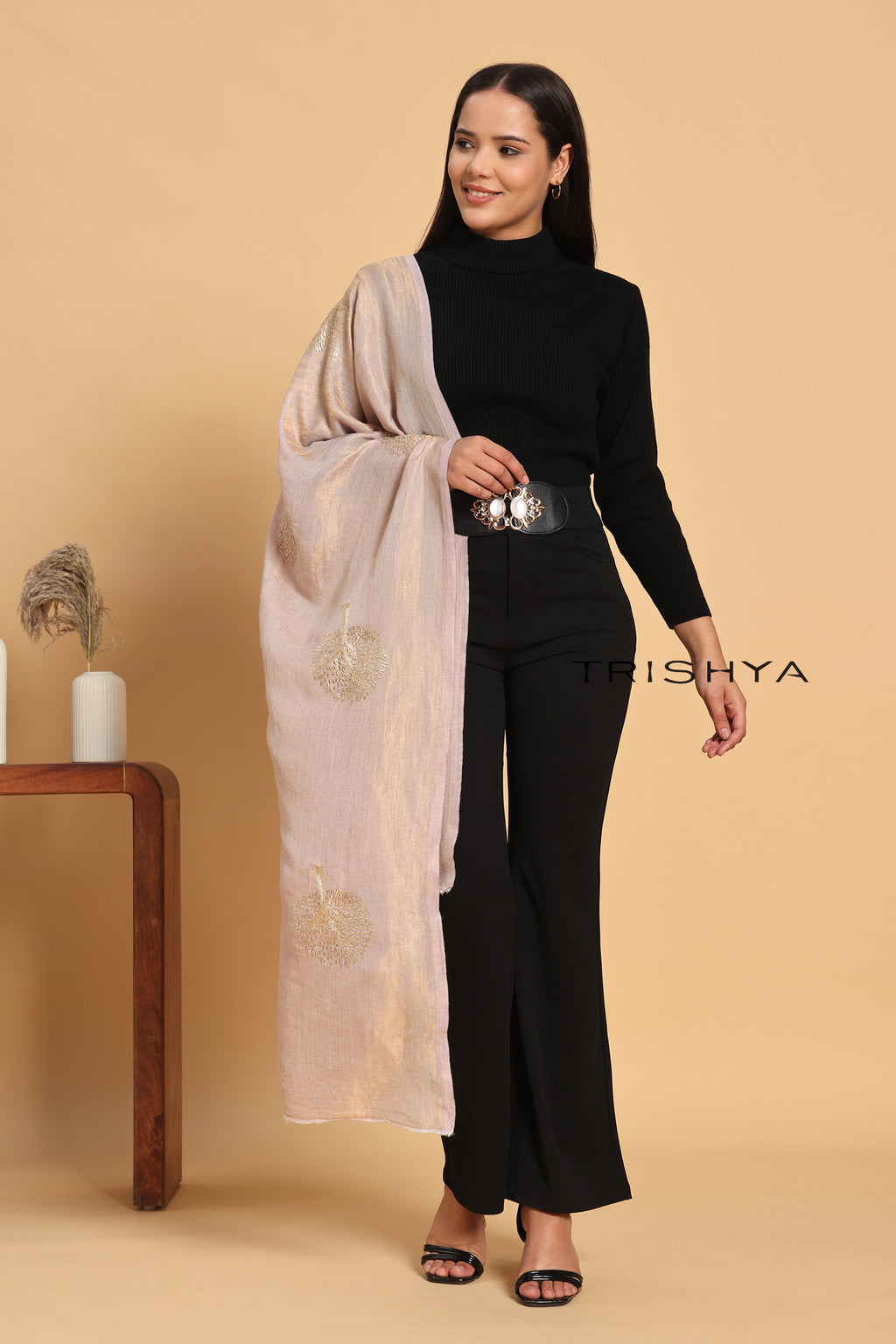 Moonlight Reversible Tree Work Stole in Mauve