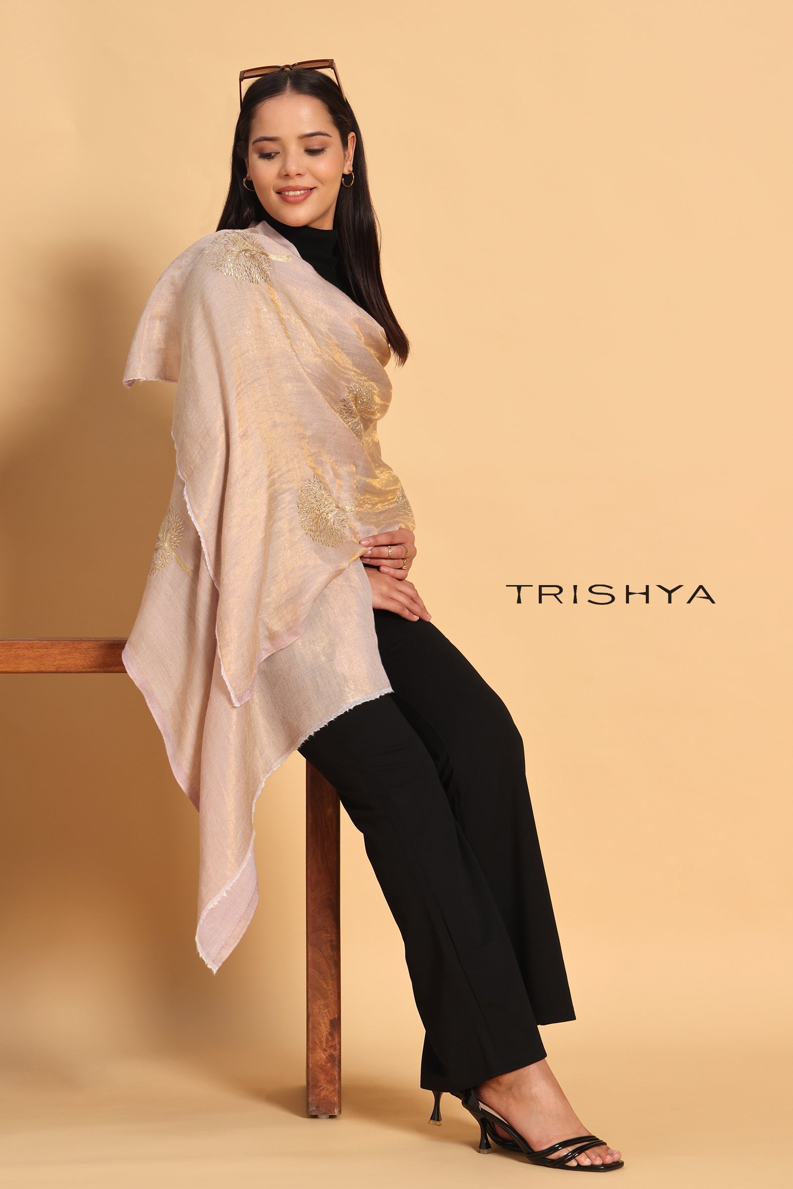 Moonlight Reversible Tree Work Stole in Mauve