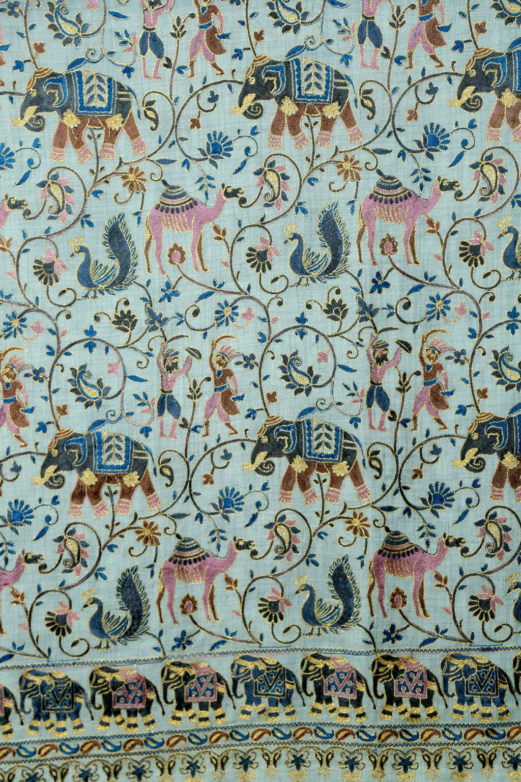 Women Kashmiri Elephant Grey Stole