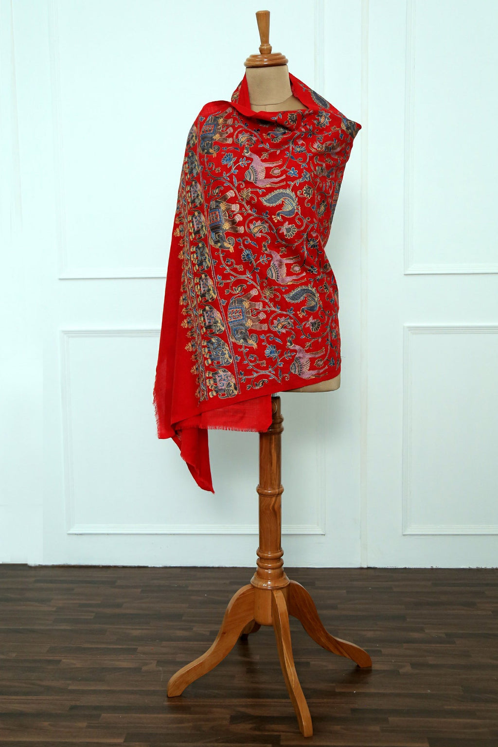 Women Kashmiri Elephant Red Stole
