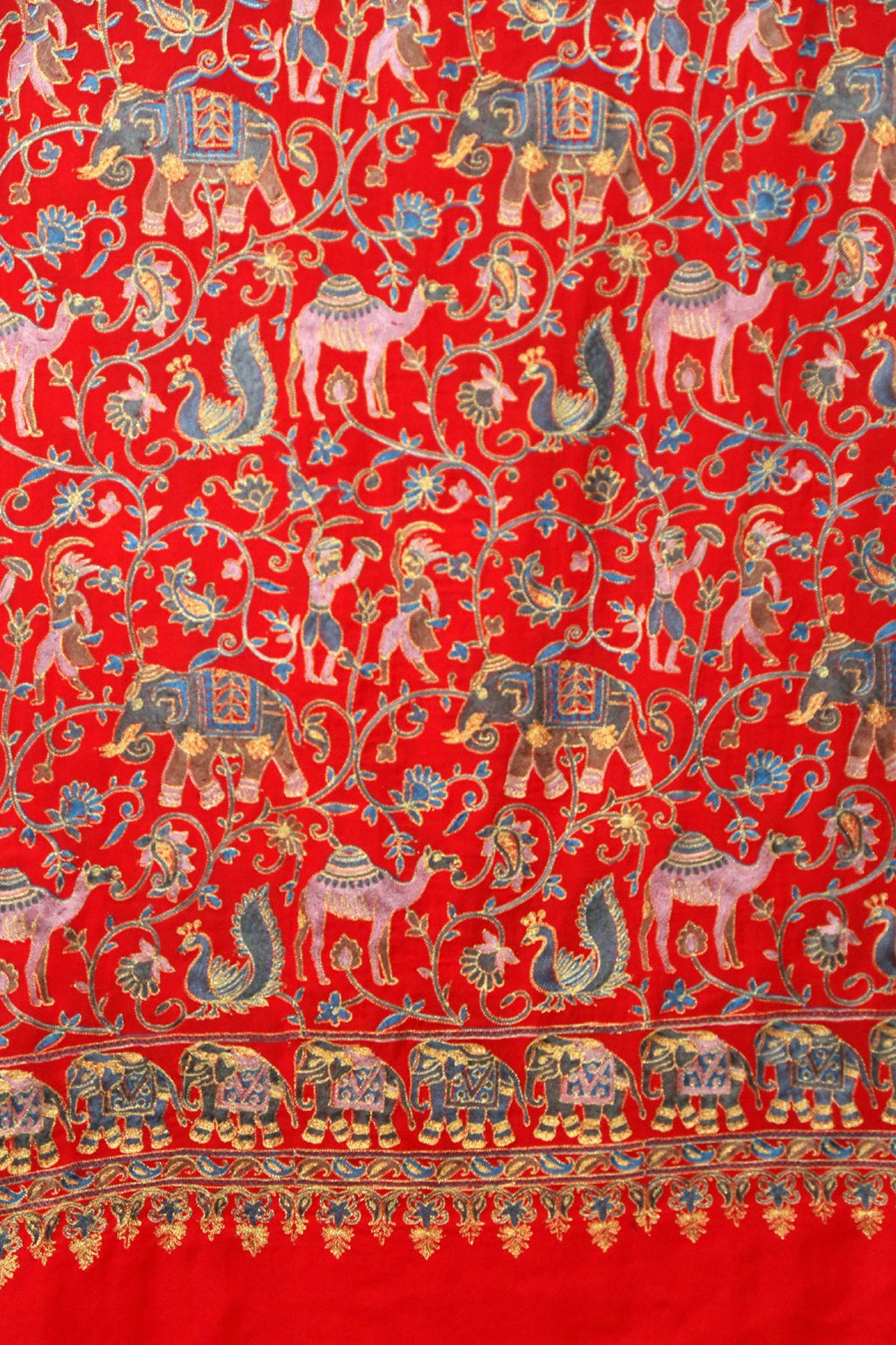 Women Kashmiri Elephant Red Stole