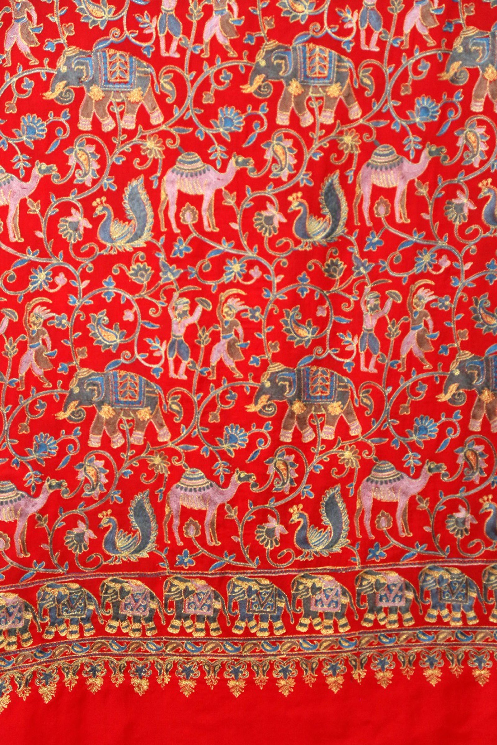 Women Kashmiri Elephant Red Stole