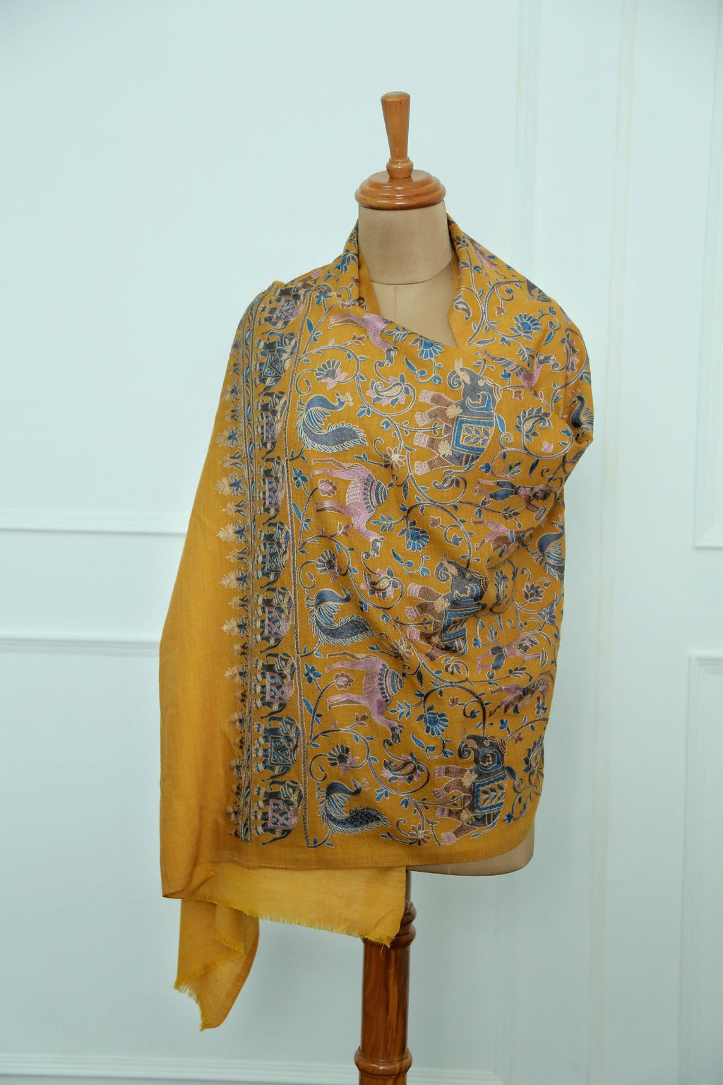 Women Kashmiri Elephant Mustard Stole