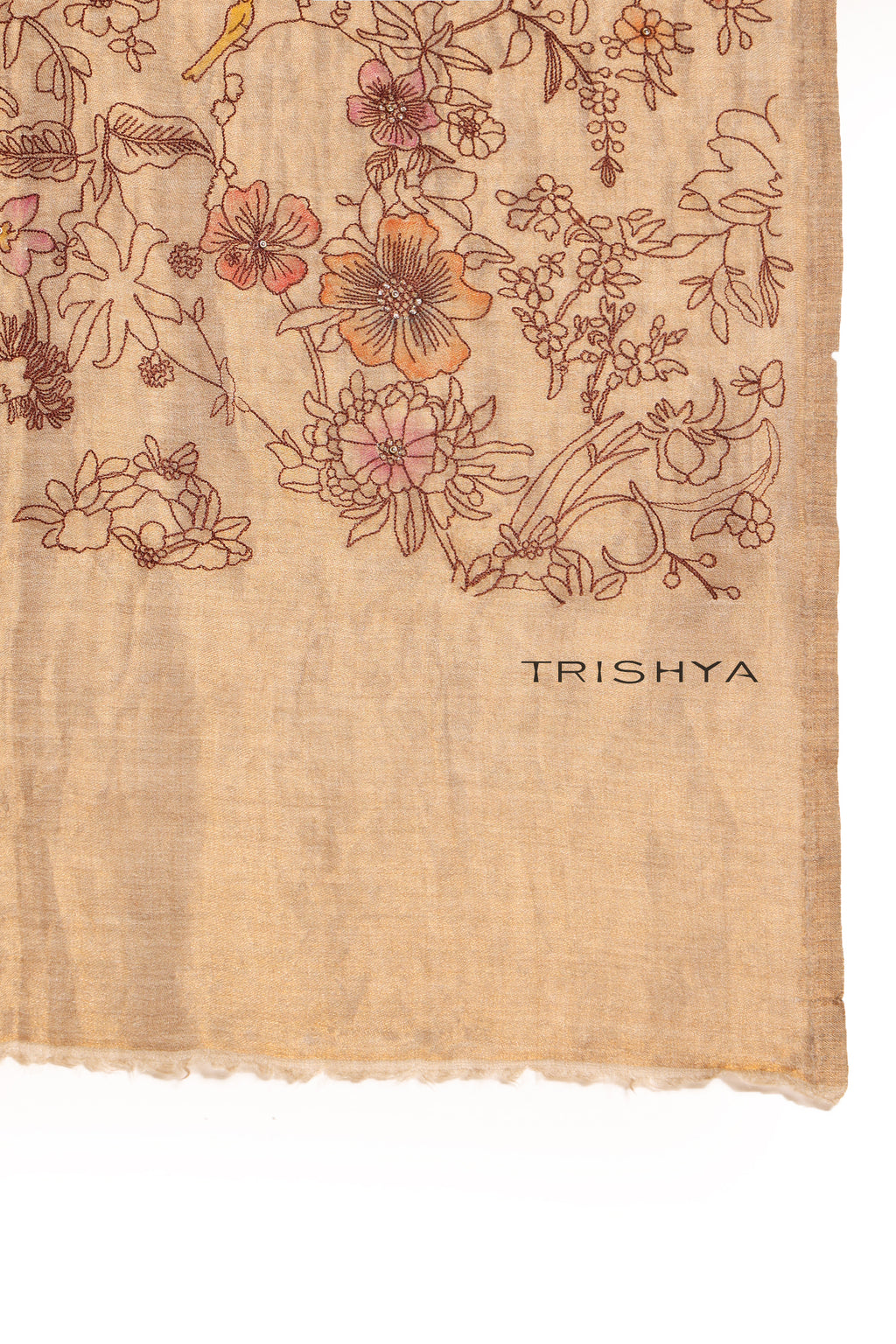 Antique Gold Moonlight Zari Kashmiri Stole