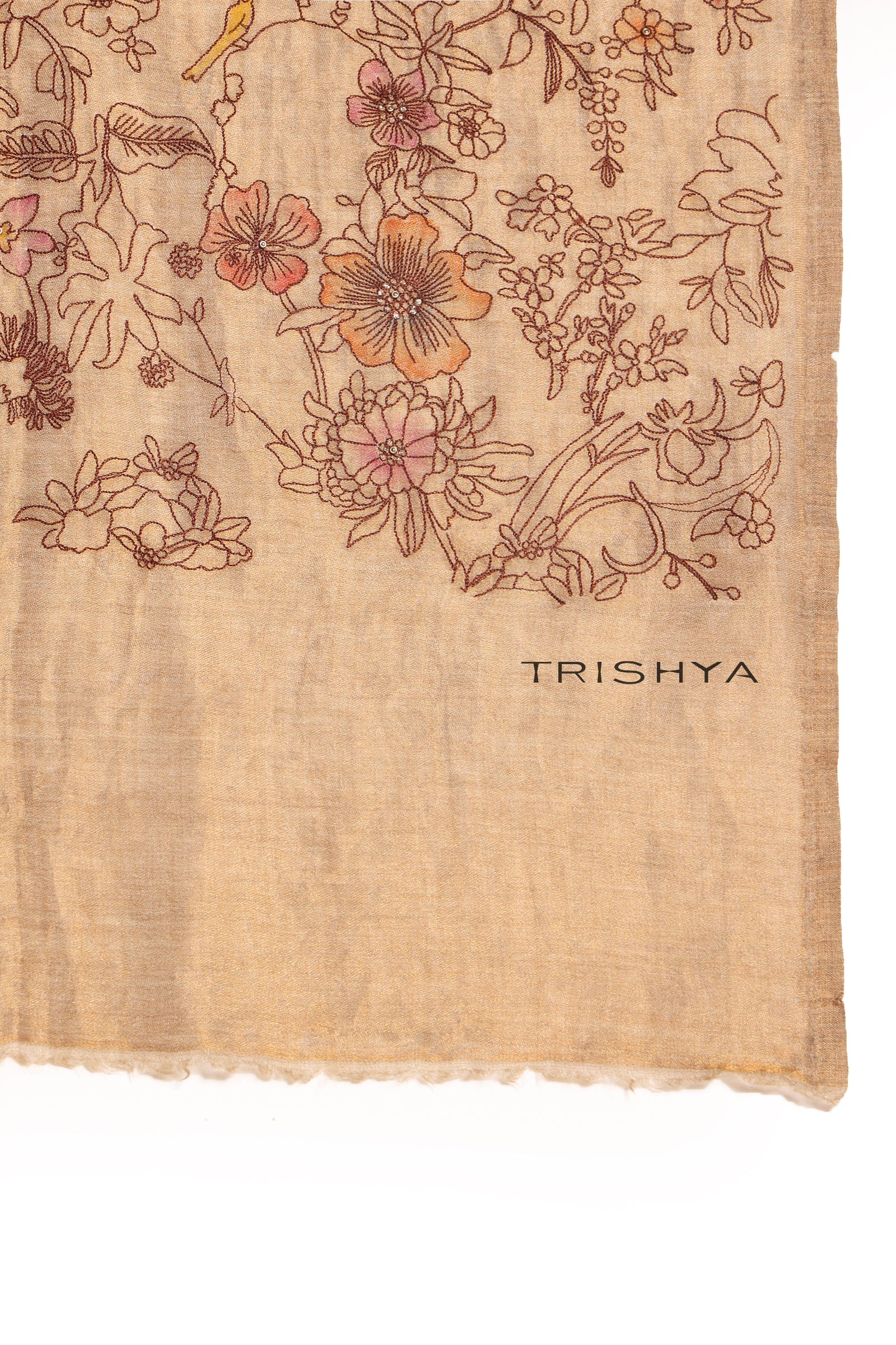 Antique Gold Moonlight Zari Kashmiri Stole