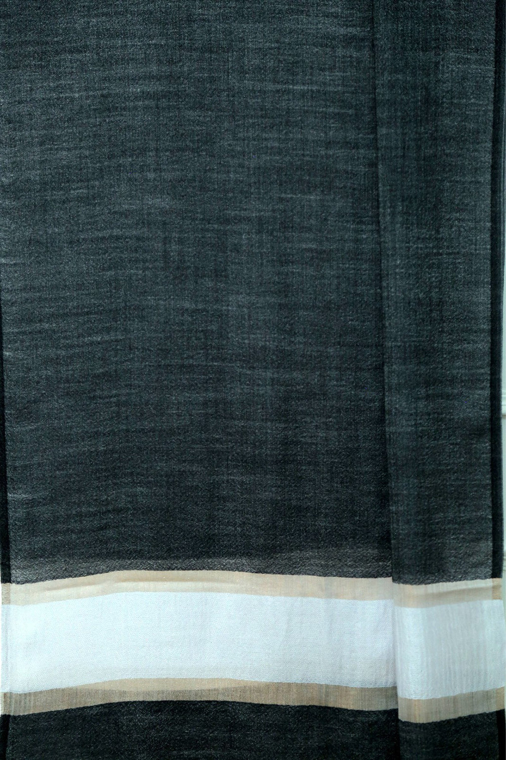 Fine Wool Black Border Zari Stole