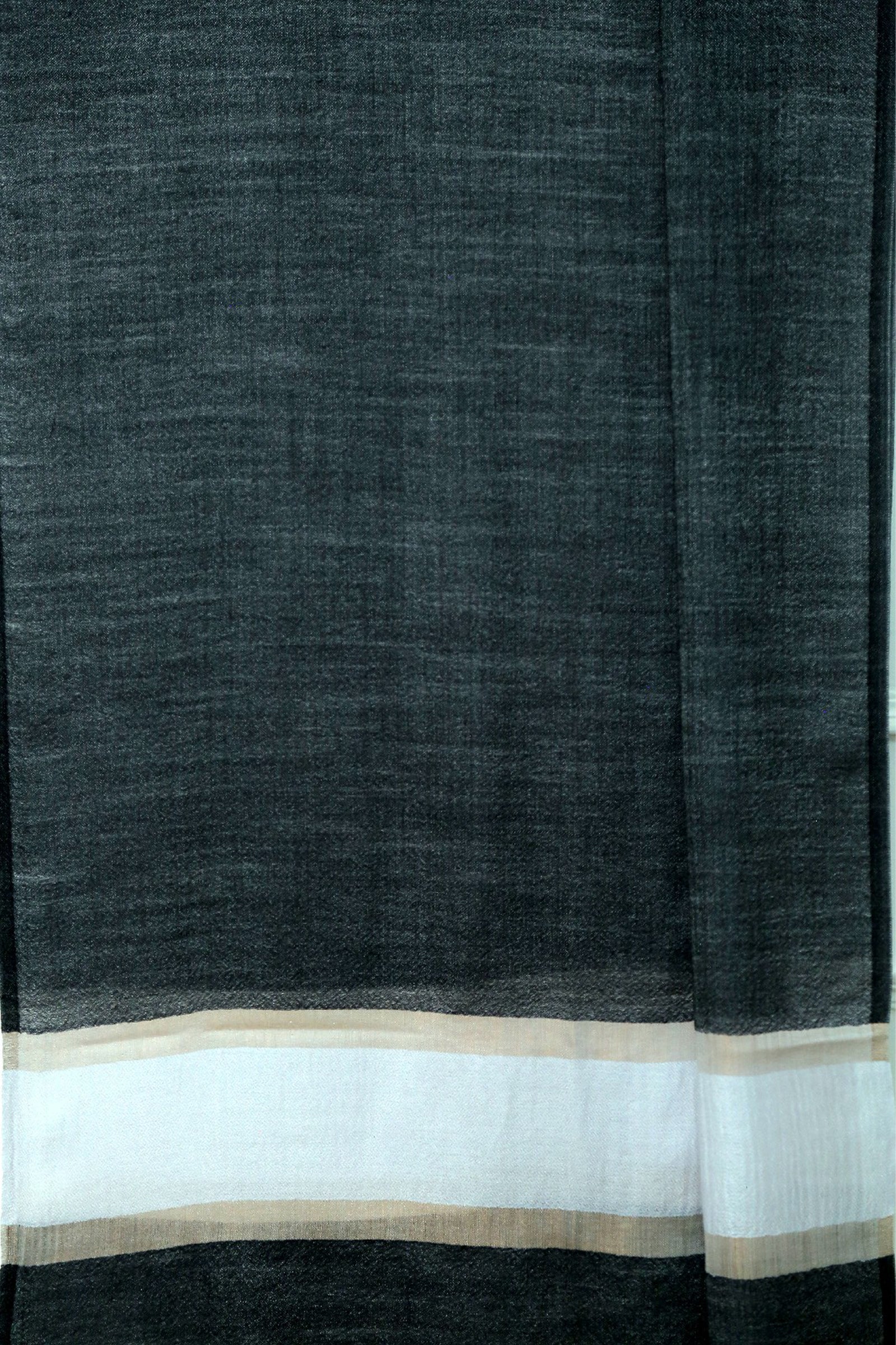 Fine Wool Black Border Zari Stole