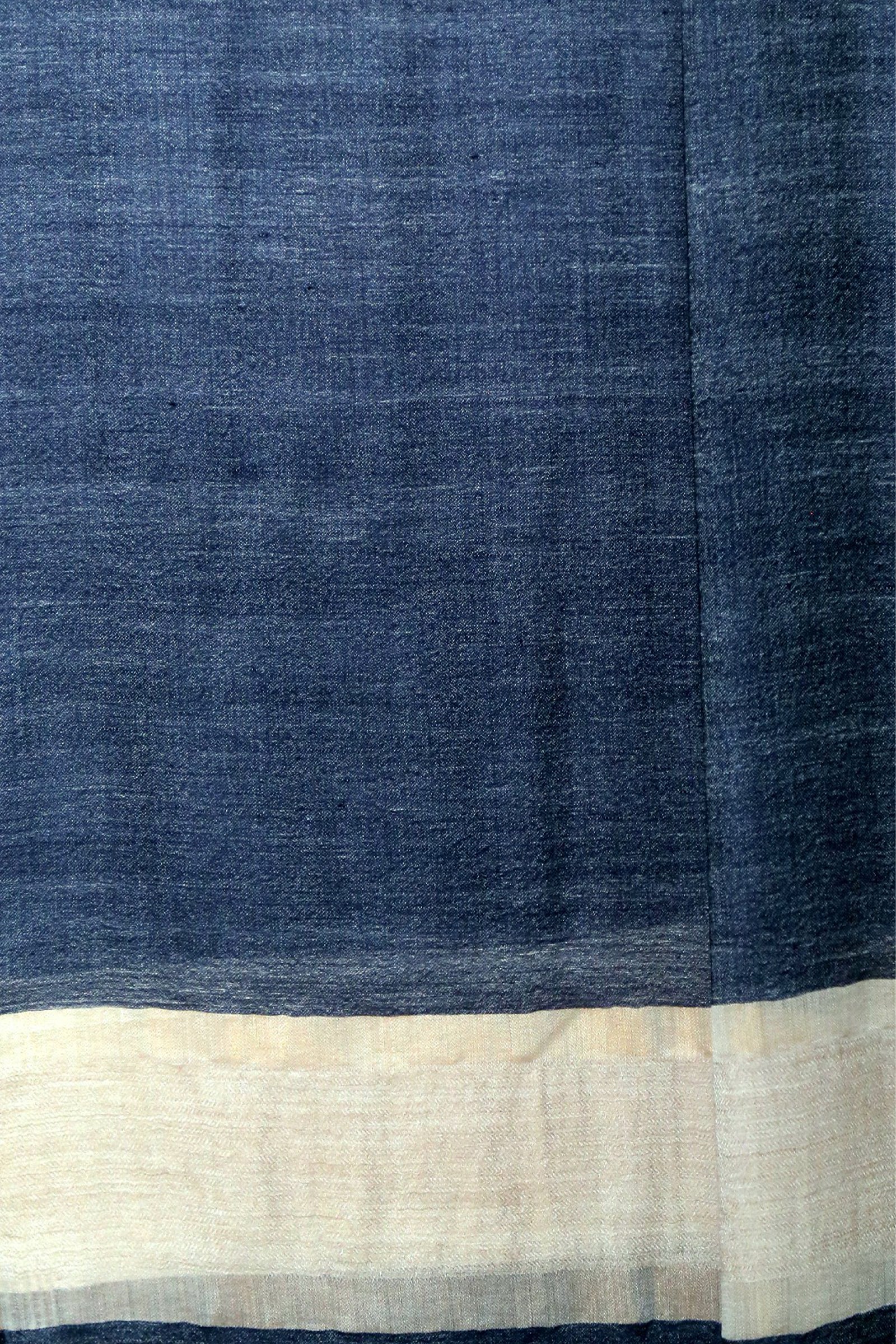 Fine Wool Navy Border Zari Stole'