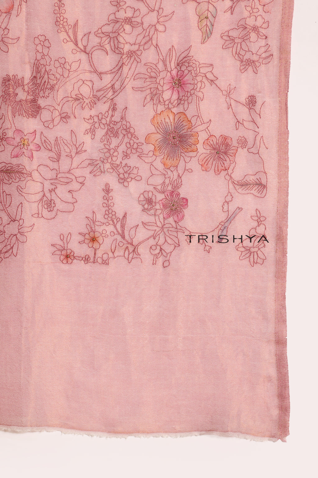 Blush Rose Moonlight Zari Kashmiri Stole
