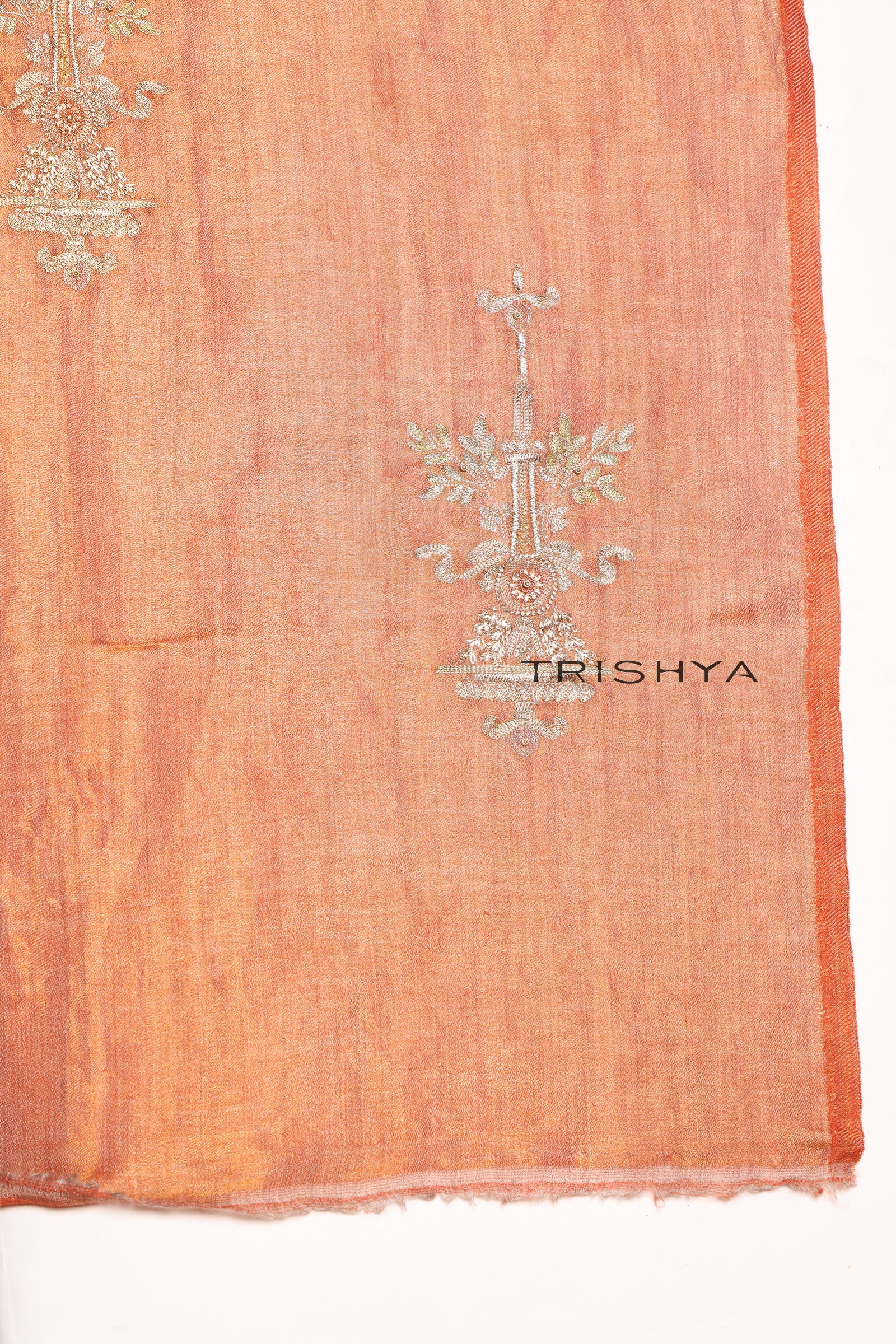 Rust Moonlight Floral Work Stole