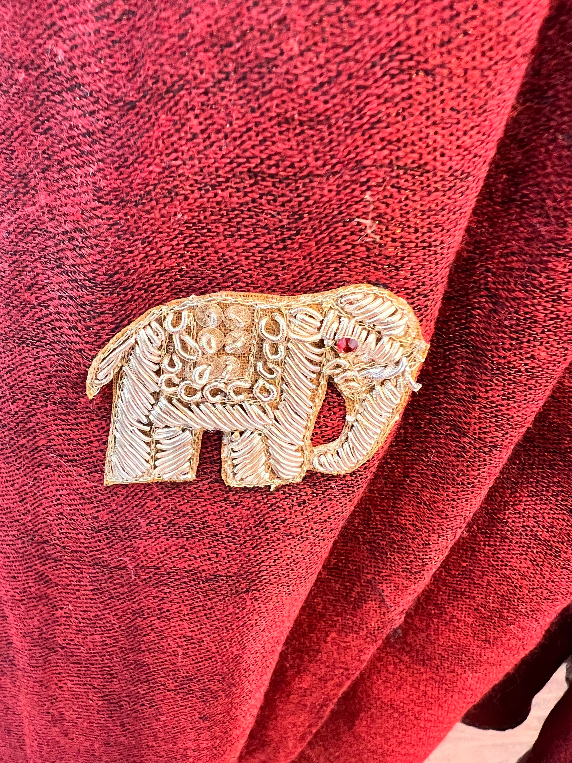 Moonlight zari stole with Elephant
