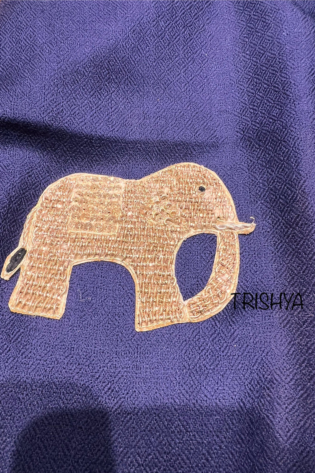 Elephant Motif Stole Navy