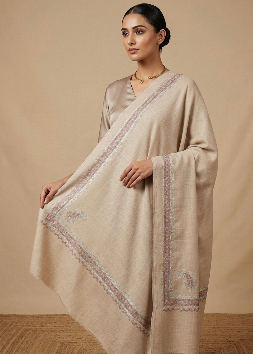 Kashmiri Border Zari Stole