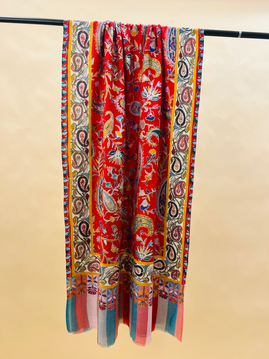 Kalamkari Embroidery Design, Multicolour Stole