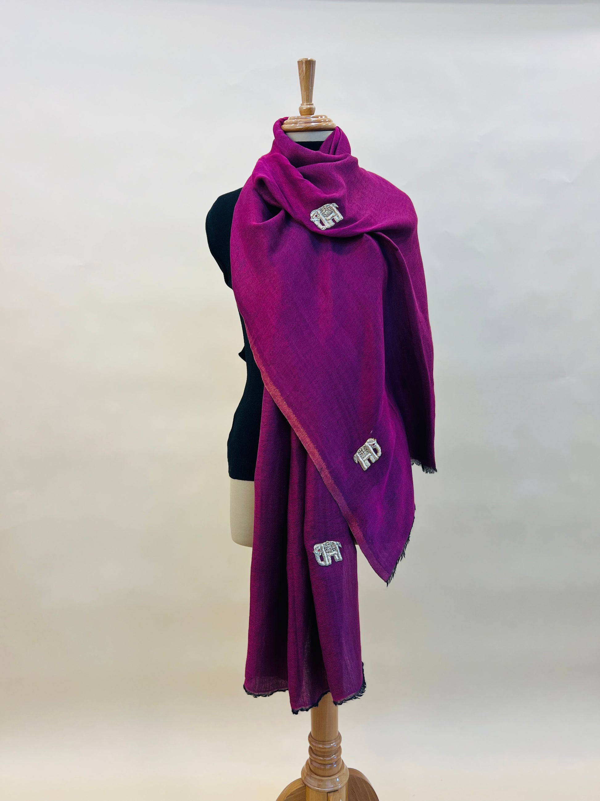 Moonlight zari stole with Elephant