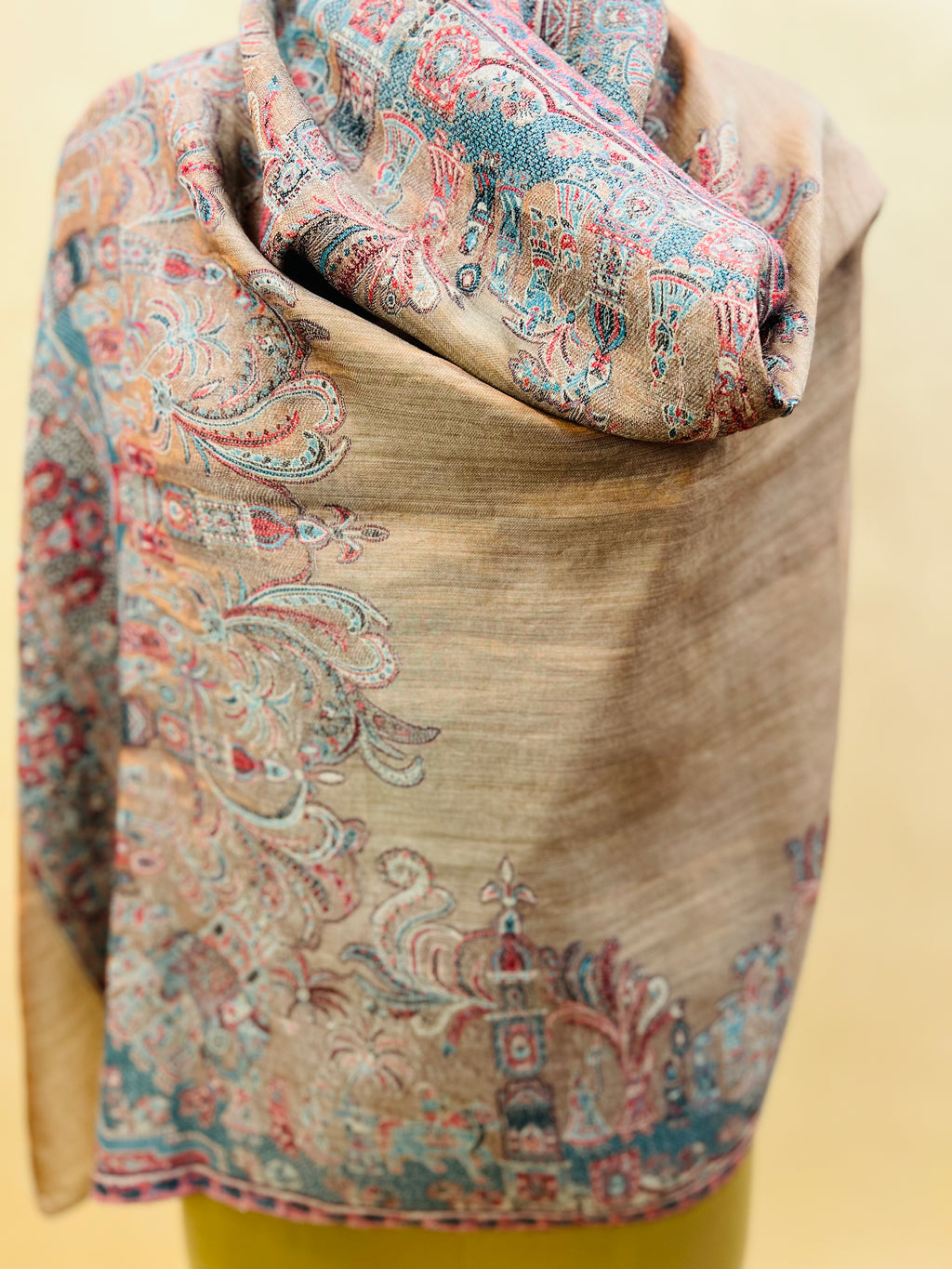 Rose Gold Moonlight Fine Wool Zari Stole