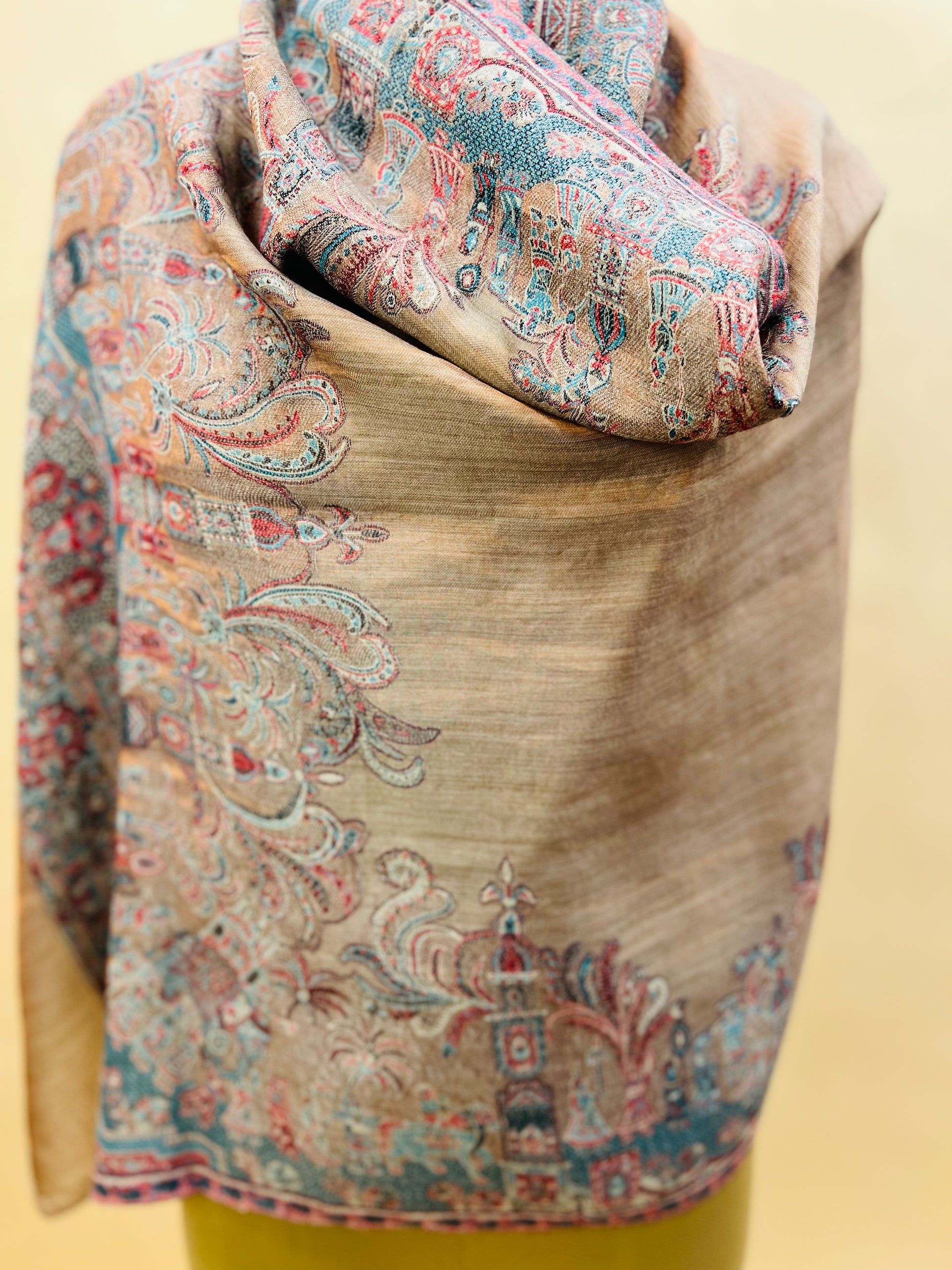 Rose Gold Moonlight Fine Wool Zari Stole