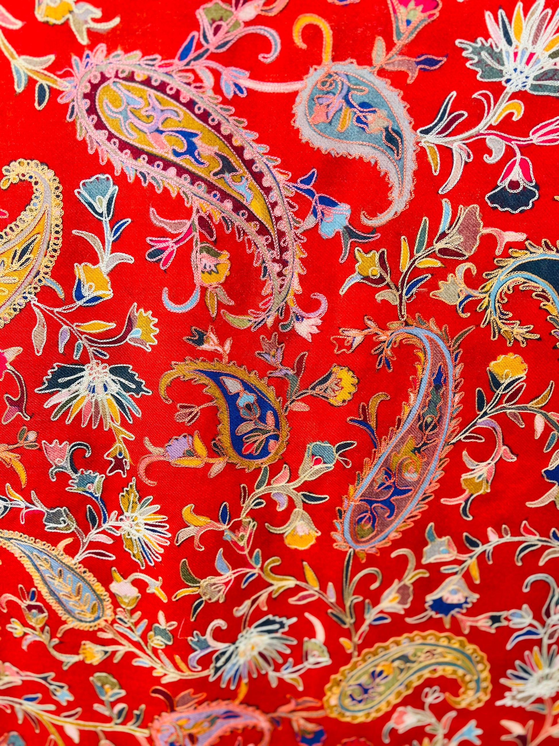 Kalamkari Embroidery Design, Multicolour Stole