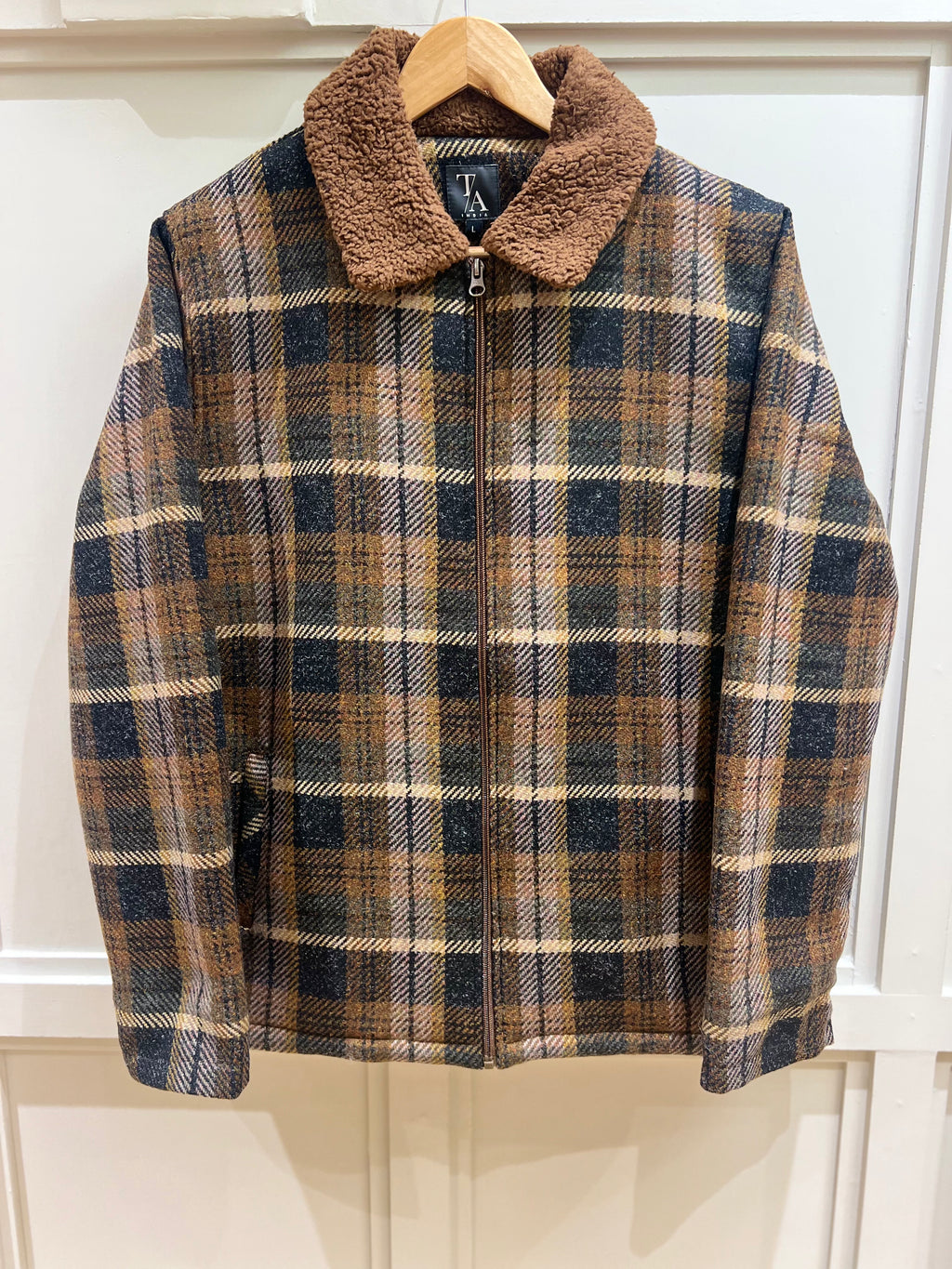 Men Jacket Tweed Fabric with Fur