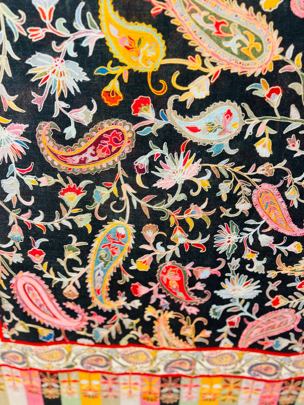 Kalamkari Embroidery Design, Multicolour Stole