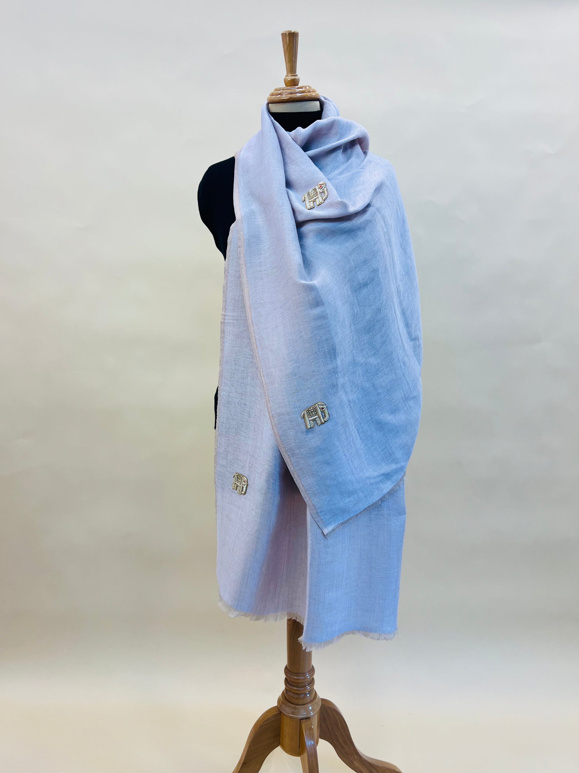 Moonlight zari stole with Elephant
