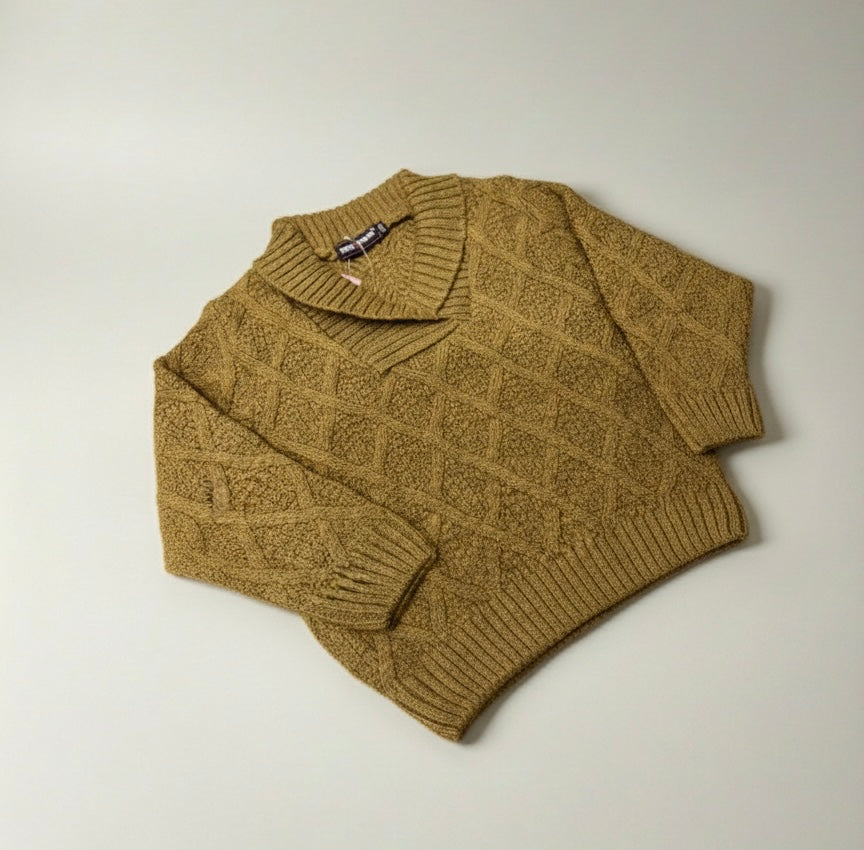 Mustard Shawl-Collar Sweater for Kids