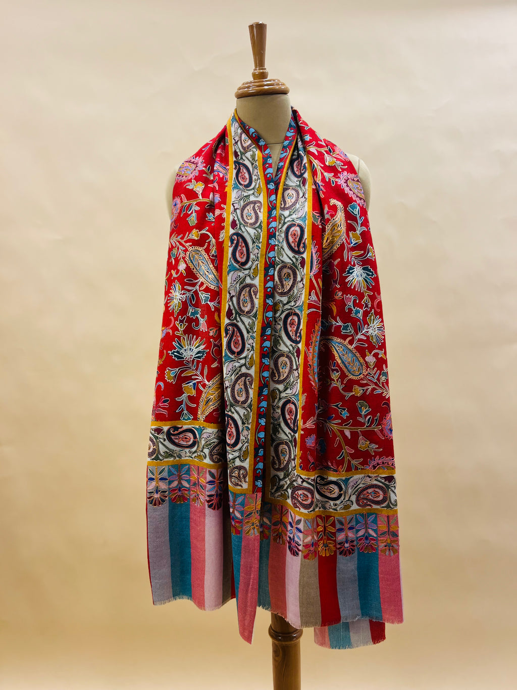 Kalamkari Embroidery Design, Multicolour Stole