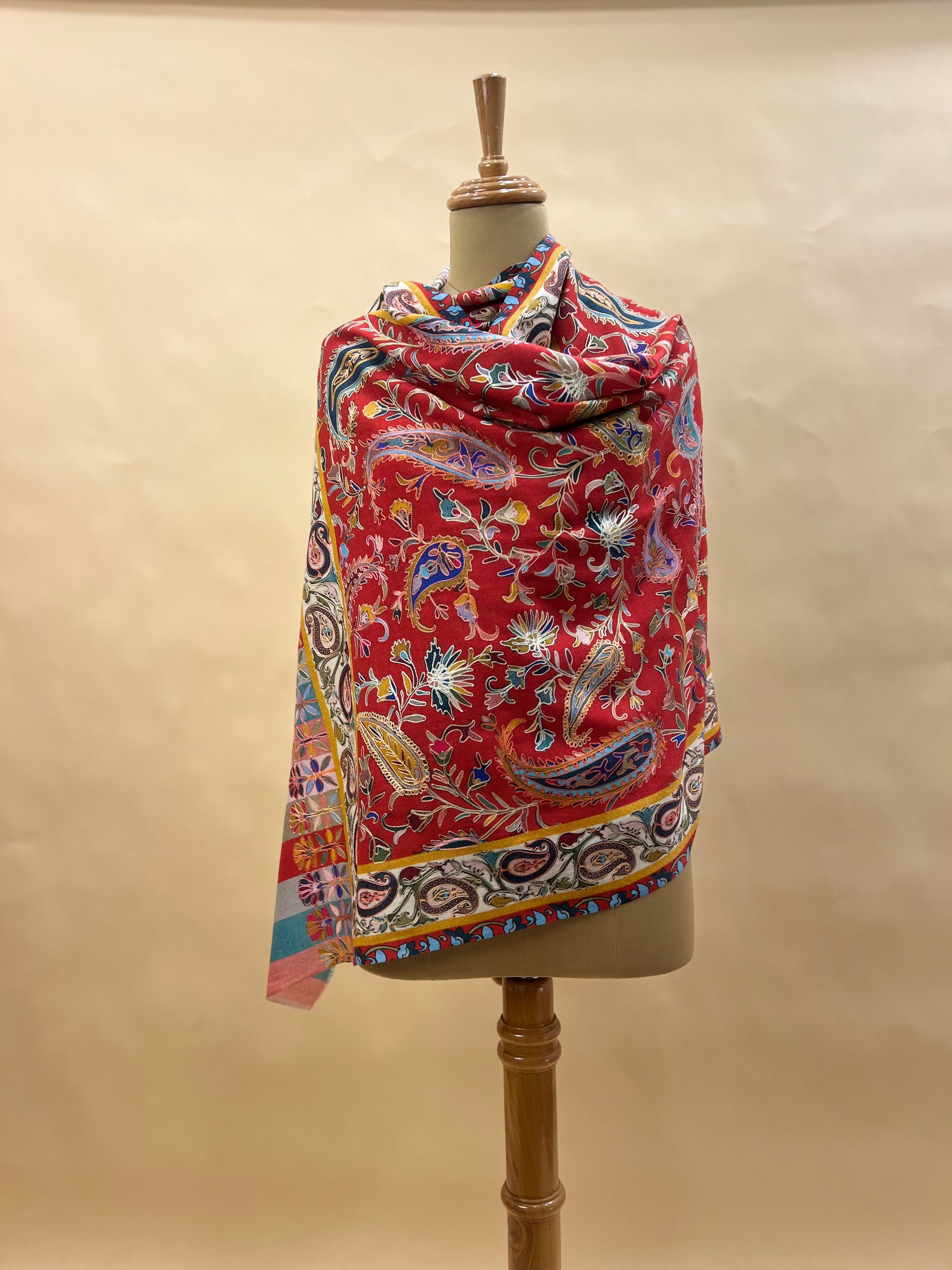 Kalamkari Embroidery Design, Multicolour Stole