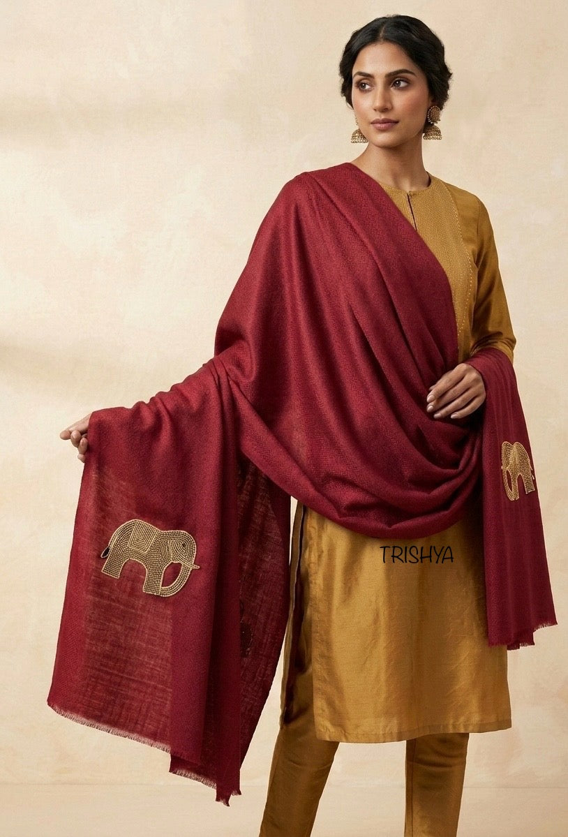 Elephant Motif Stole Mehrun