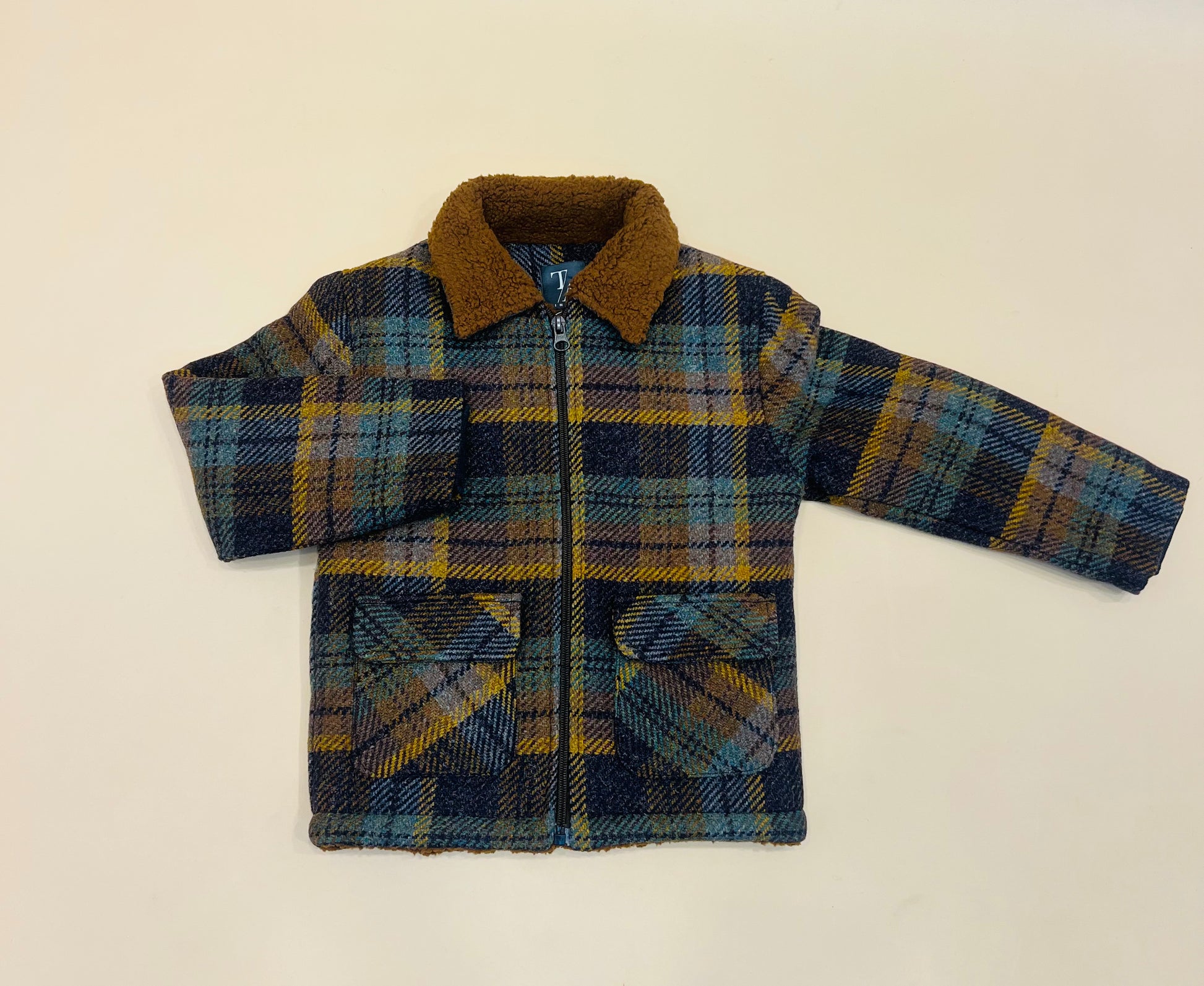 Kids Jacket Tweed Fabric with Fur