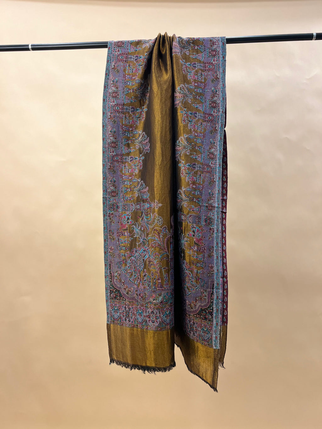 Gold Moonlight Fine Wool Zari Stole