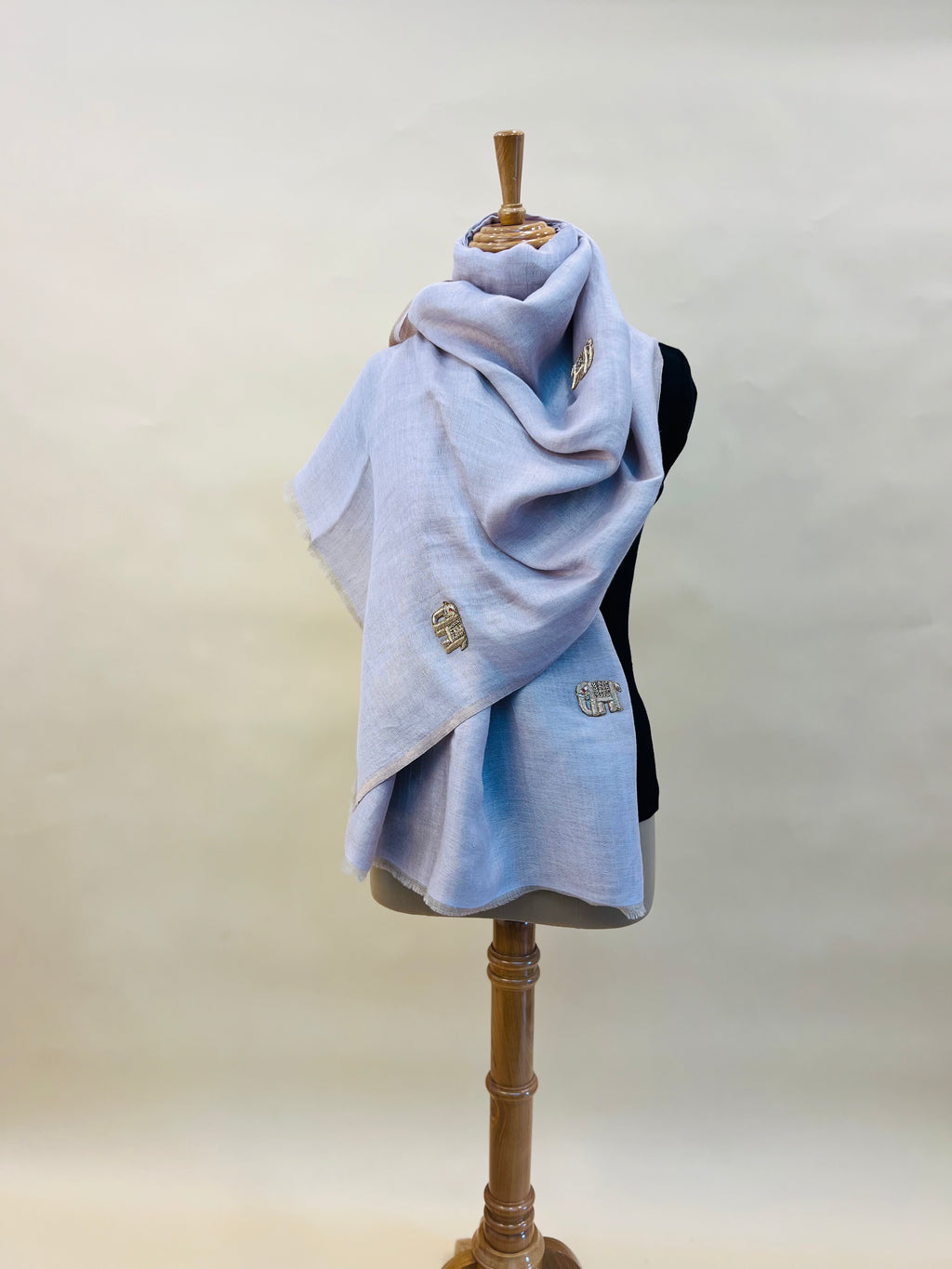 Moonlight zari stole with Elephant