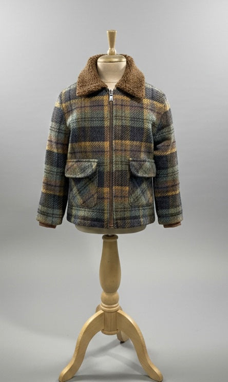 Kids Jacket Tweed Fabric with Fur